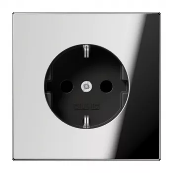 JUNG GCR1520KI Schuko Socket, CEE 7/3, Chrome, Metal, Flush-Mounted, 16 A, 250 V