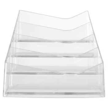 HELIT H2350802 the helpdesk 4-Compartment Business Card Holder, Clear Polystyrene, 20 mm Compartment Depth