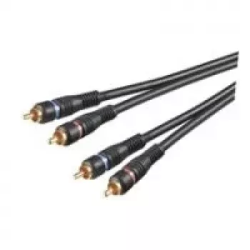 Wentronic AVK 132-1000 10 m RCA Audio Cable, 2x RCA Plug to 2x RCA Plug, Black 50434