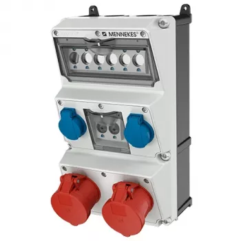 MENNEKES AMAXX Wall-Mounted Socket Combination 930014, 32A 400V, 2x CEE + 2x Schuko, IP44
