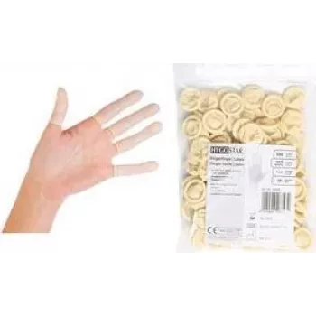 HYGOSTAR Latex Finger Cots, Powder-Free, White, Medium, 70 mm, Textured, Rolled Edge, 1 Piece (26753)