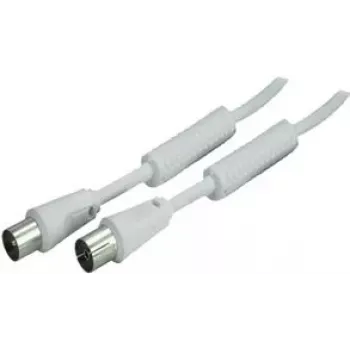SHIVERPEAKS 5.0m IEC 169-2 Coaxial Cable, Plug to Socket, White, Nickel-Plated BS80205-128
