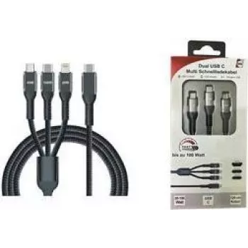 IWH USB Charging Cable USB-C, Micro-USB, Apple Lightning, 1.2 m, Black 019057