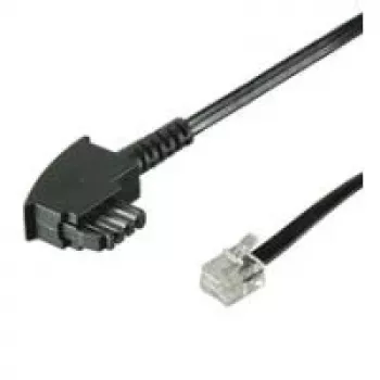 Wentronic Goobay TAE-F Connection Cable Universal Pin-Out, Black, 10 m - TAE-F Plug to RJ11/RJ14 Plug (6P4C) 68537