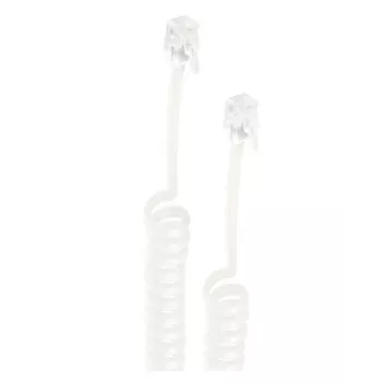 Shiverpeaks Telephone Handset Connection Cable, RJ10 4P4C Plug to RJ10 4P4C Plug, Gold-Plated Contacts, 2 m, White (BS70132)