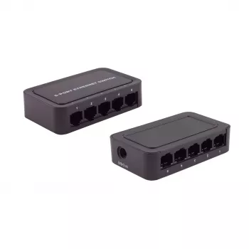 SHIVERPEAKS BS08-01110 5-Port Fast Ethernet Unmanaged Desktop Switch, 10/100 Mbps, Black