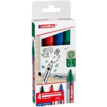 EDDING 360 Whiteboard Marker, Various Colours, 1.5-3.0 mm, 4 Pieces (4-360-4-2)