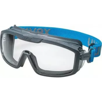 uvex i-guard+ Full Vision Safety Glasses, Clear Lens, Anthracite/Blue Frame 9143267