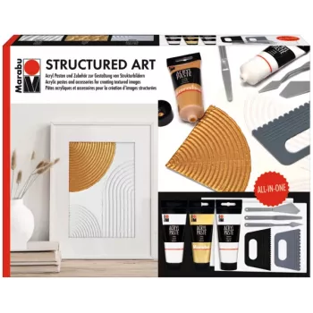 Marabu STRUCTURED ART Acrylic Texture Paste Set, 3 x 100 ml, White, Water-Based, Creamy-Pasty, Matte Surface 1202000000088