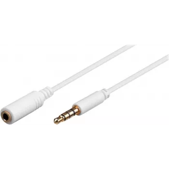 Wentronic Goobay 3.5 mm Jack Extension Cable, White, 0.5 m, TRRS 4-Pin, Plug to Socket 62359