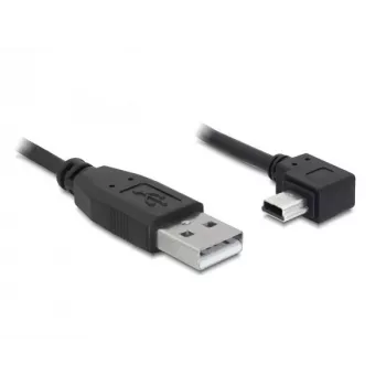 Delock USB 2.0 Cable USB-A Plug to Mini USB-B 5-Pin Plug Angled, 1m, Black 82681