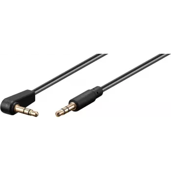 Wentronic Goobay 3.5 mm Stereo Jack Cable, 1 m, Black, Straight to 90° Angled, Plug to Plug 67783