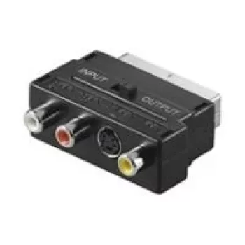 Wentronic AVK 196 SCART to 3x RCA + S-Video Adapter, Plug to Socket, Black 50123