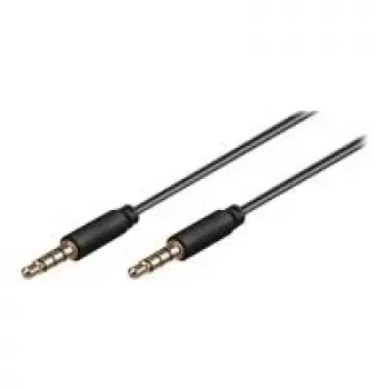 Wentronic Goobay 3.5 mm Jack Connection Cable, Black, 2 m - 3.5 mm Jack Plug (4-Pin, Stereo) to 3.5 mm Jack Plug (4-Pin, Stereo) (63830)