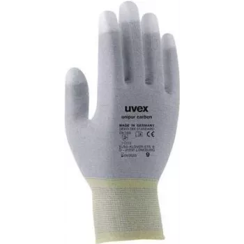 Uvex Unipur Carbon Nylon Knitted Protective Gloves, PU-Coated Palm and Fingertips, ESD-Safe, Size 8 6055608