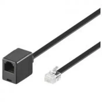 Wentronic Goobay Modular Extension Cable, RJ12 (6P6C) Plug to Socket, 10 m, Black 68261