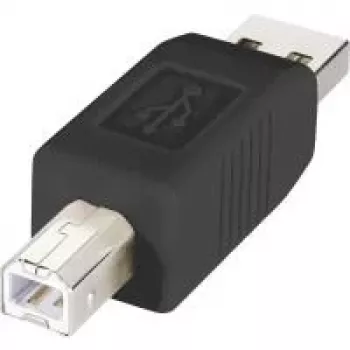 Renkforce USB 2.0 Adapter A Plug to B Plug, Gold-Plated Contacts, Black
