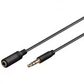 Wentronic Goobay 3.5mm Jack Extension Cable, Black, 1 m - 3.5mm Plug to 3.5mm Socket, Stereo (97113)