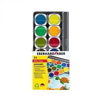 Faber-Castell Eberhard Faber Winner gouache paint box, 24 bright colours, transparent removable lid serves as mixing palette 578324