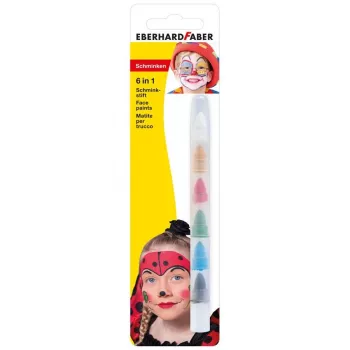 FABER-CASTELL EBERHARD FABER 6-in-1 make-up pen, 1 pen – 6 colours, ideal for fine contours & large-area motifs, high opacity (579030)