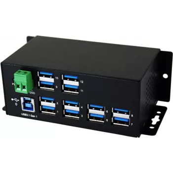 EXSYS EX-1112HMS 12-Port USB 3.2 Gen 1 industrial DIN rail hub