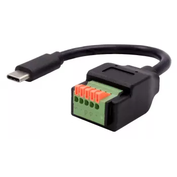 EXSYS USB-C Plug to 5-Pin Terminal Block Adapter Cable with Push Button, USB 2.0, 15 cm EX-49123