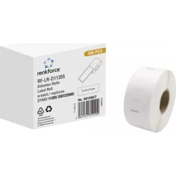 Renkforce RF-6027854 Compatible DYMO 11355 Address Labels 51 x 19 mm White Paper Permanent Adhesive 500 Labels/Roll