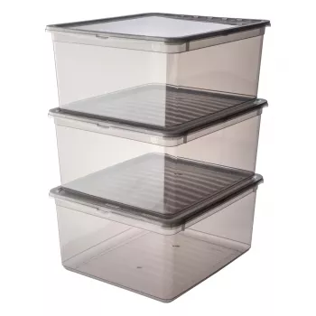 keeeper bea Storage Box Set, 3x 18 L, Crystal Grey, Air-Control Lid 3003182700000