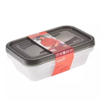 keeeper fredo fresh Storage Container Set, 3 x 2.4 L, rectangular, transparent with grey lids 3067982700000