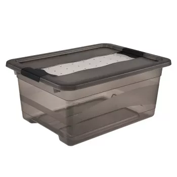 keeeper Cornelia Storage Box, 12 L, Crystal Grey Transparent, with Sliding Lid 1094182700000