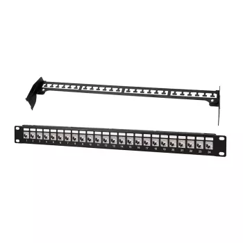 LogiLink PrimeLine 24-Port Shielded Cat.6A Keystone Patch Panel, 19 inch 1U, Black (RAL9005), 24x Keystone Modules included NK5001