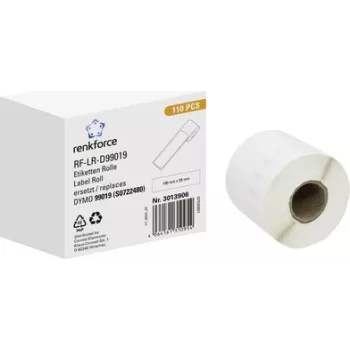 Renkforce RF-6027812 Label Roll for DYMO LabelWriter, 190 x 54 mm, White Paper, Permanent Adhesive, 110 Labels