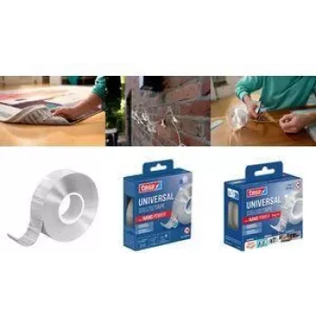 tesa NANO POWER Double-Sided Tape, 30 mm x 1 m, Transparent, Acrylate, 2 mm Thick, Holds up to 10 kg per 10 cm, 1 Roll 55810-00010-00