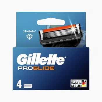Gillette ProGlide Replacement Blades for Men, 4 Blades, 5 Anti-Friction Blades + Precision Trimmer, Lubrastrip, Compatible with Fusion5 Handles 8001090456366