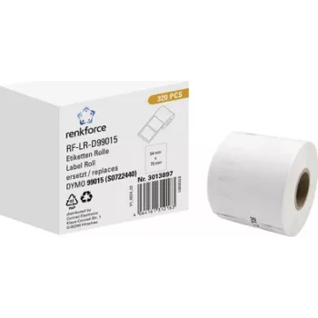 Renkforce RF-6027794 Compatible DYMO 99015 Paper Label Roll, 70 x 54 mm, White, Permanent Adhesive, 320 Labels