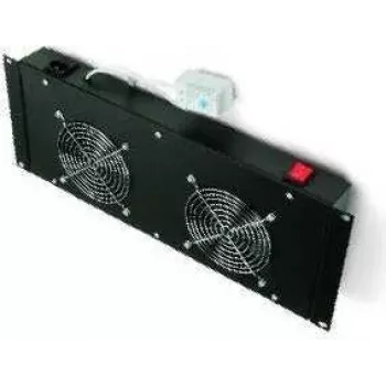 TRITON RAB-CH-X21-S 19-Inch 4U Rack Fan Unit with 2 Silent Fans, Horizontal Airflow, Thermostat, Black