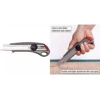 NT Cutter L-550GP 18mm Snap-Off Knife with Aluminium Housing, Metal Blade Guide, Screw Lock, Anthracite h1310511