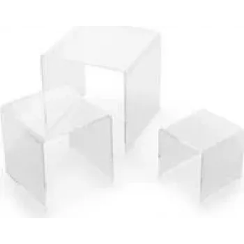 DEFLECTO Square Display Riser Set, Transparent Acrylic, 3 Pieces, Polished Edges, Stackable, Crystal Clear (DB-S3-6)
