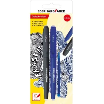 Faber-Castell Eberhard Faber Erase it! Gel Pen, 0.7 mm, Blue, Action Set, Blister Card 582103