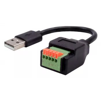 EXSYS USB-A Plug to 5-Pin Terminal Block Adapter Cable with Push Button, USB 2.0, 15 cm EX-49129
