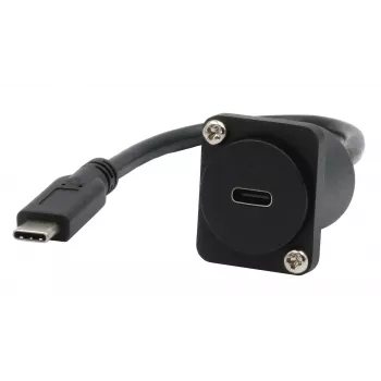 EXSYS EX-49166 D-Type USB-C Socket to Plug Adapter Cable, USB 3.2 Gen 2, 20 cm, Black