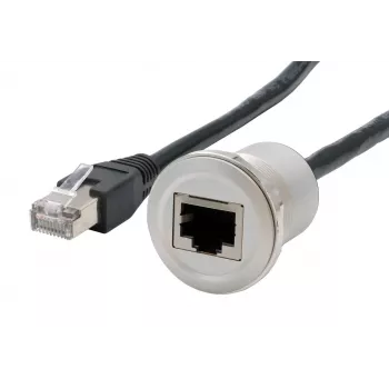 EXSYS EX-49184 Panel-Mount Adapter Cable, RJ45 Socket to Plug, 30 cm, Shielded, Metal