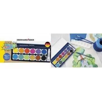 Faber-Castell Eberhard Faber WINNER Watercolour Paint Box, 12 Vibrant Colours, Transparent Removable Lid 578314