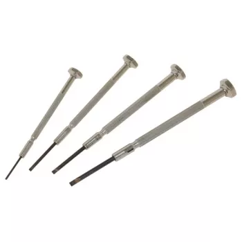 C.K Tools T4852P Precision Screwdriver Set, 4-Piece, Slotted, 2.0/2.5/3.0/3.5 mm, Chrome Vanadium, Two-Component Handle