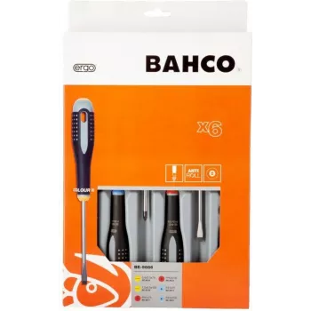 Bahco ERGO Workshop Screwdriver Set 6-Piece Slotted, Phillips, Pozidriv (BE-9886)