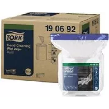 TORK 190692 Premium Hand Cleaning Wet Wipes, 58 Pieces, 300 x 270 mm, Solvent-Free, pH-Neutral, Aloe Vera & Glycerin, Resealable Container