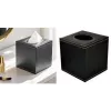 DEFLECTO DEFTISSQU Square Faux Leather Tissue Box Cover in Black