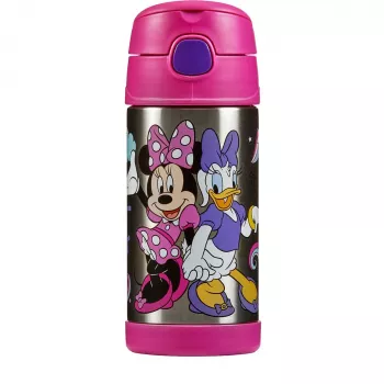 THERMOS FUNTAINER Drinking Bottle with Straw, Disney Minnie Mouse, 0.35 L, Stainless Steel, Pink 4113.412.035