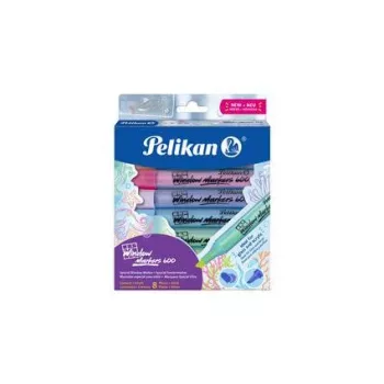 Pelikan Window Marker 600, 8-Piece Set, Assorted Colours, Water-Based, Wipeable with Moisture for Glass, Mirror, Window - 1 Set (400205347)