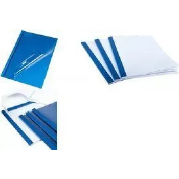 PAVO Thermal Binding Folder A4 1.5 mm Blue Leather Texture Cardboard Spine Transparent Front - 1 Piece 8011568